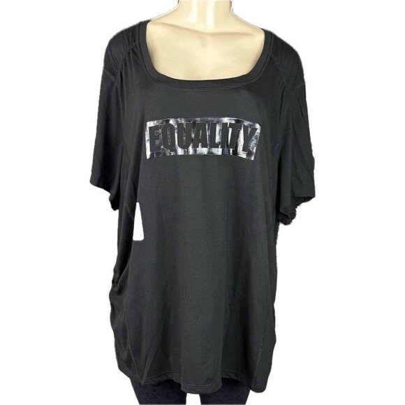 Terra & Sky +2X Black Equality Graphic Step Hem Ruched Sides Short Sleeve Tee - Picture 2 of 6
